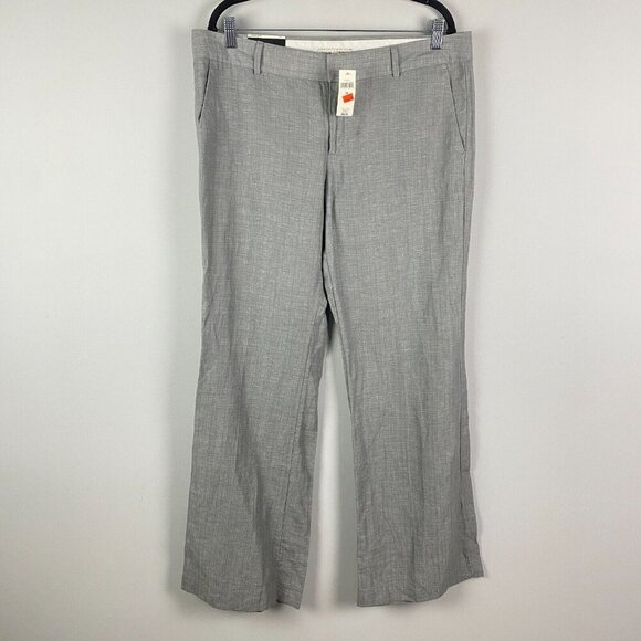 Banana Republic Martin Fit Linen Blend Flare Pants Size 14 Gray - Picture 1 of 11